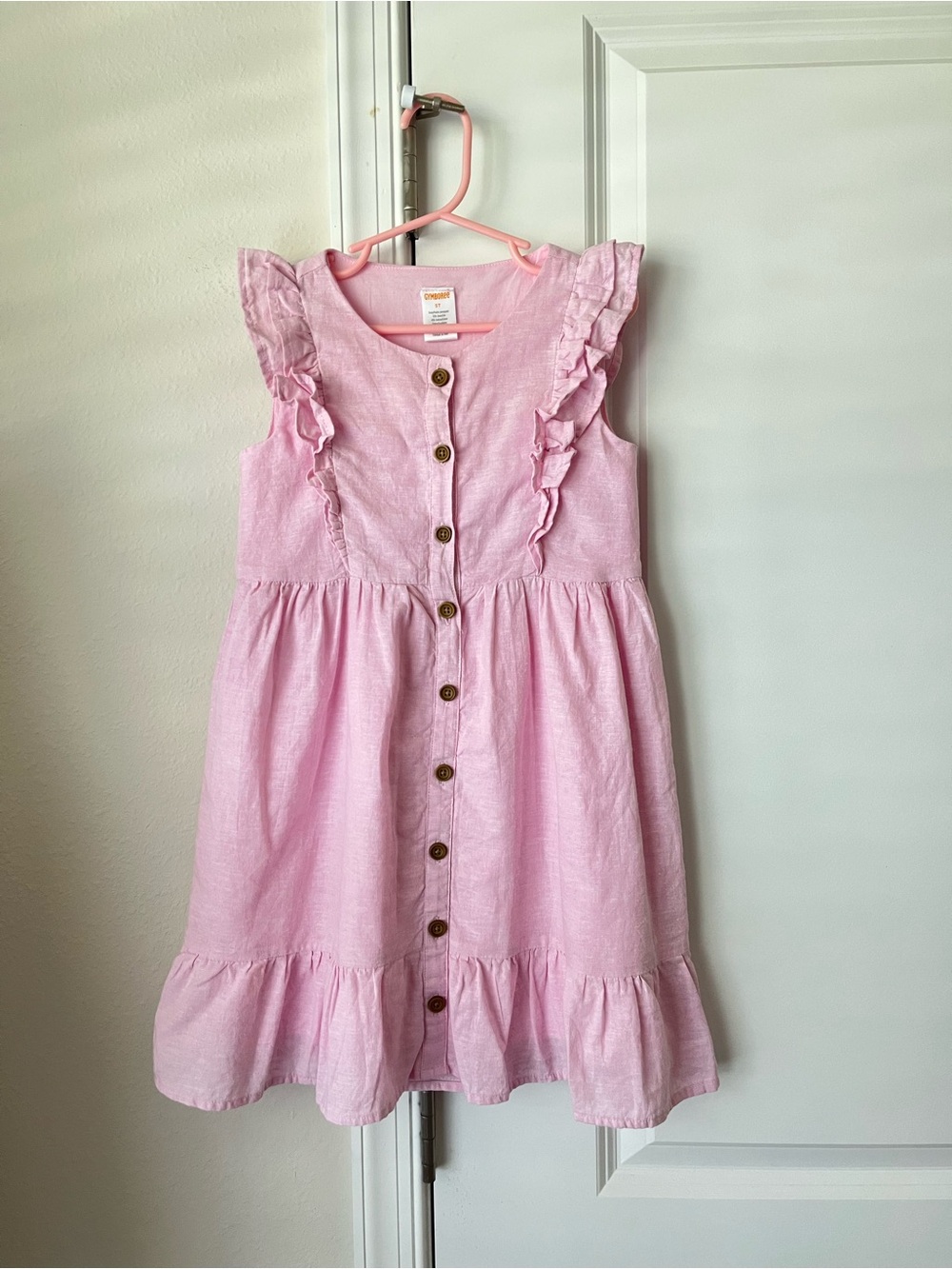 Gymboree Girls 5T Linen Cotton Pink Summer Dress Sleeveless Preppy Vacation